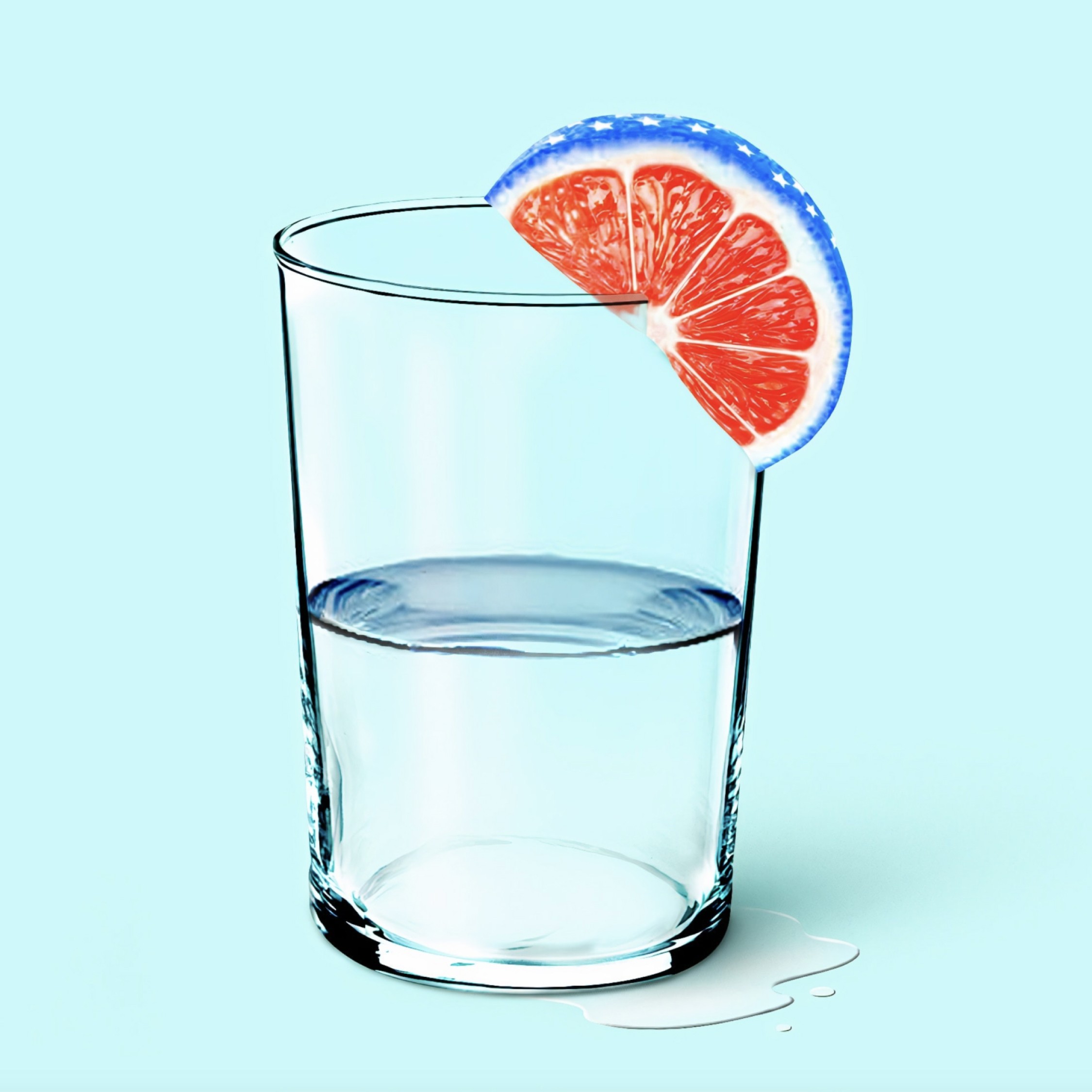 Glass of water with and orange slice 